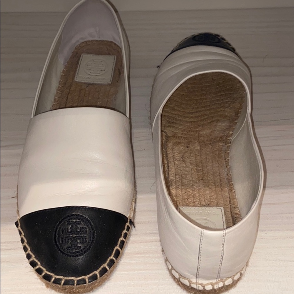 Tory Burch black and white espadrilles